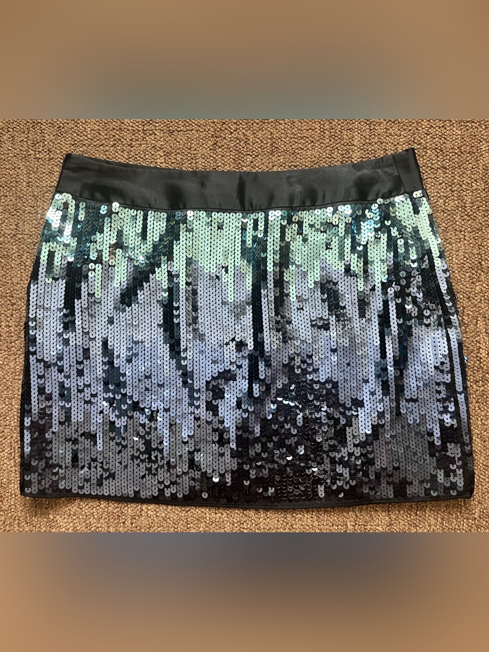 Express blue sequined mini skirt